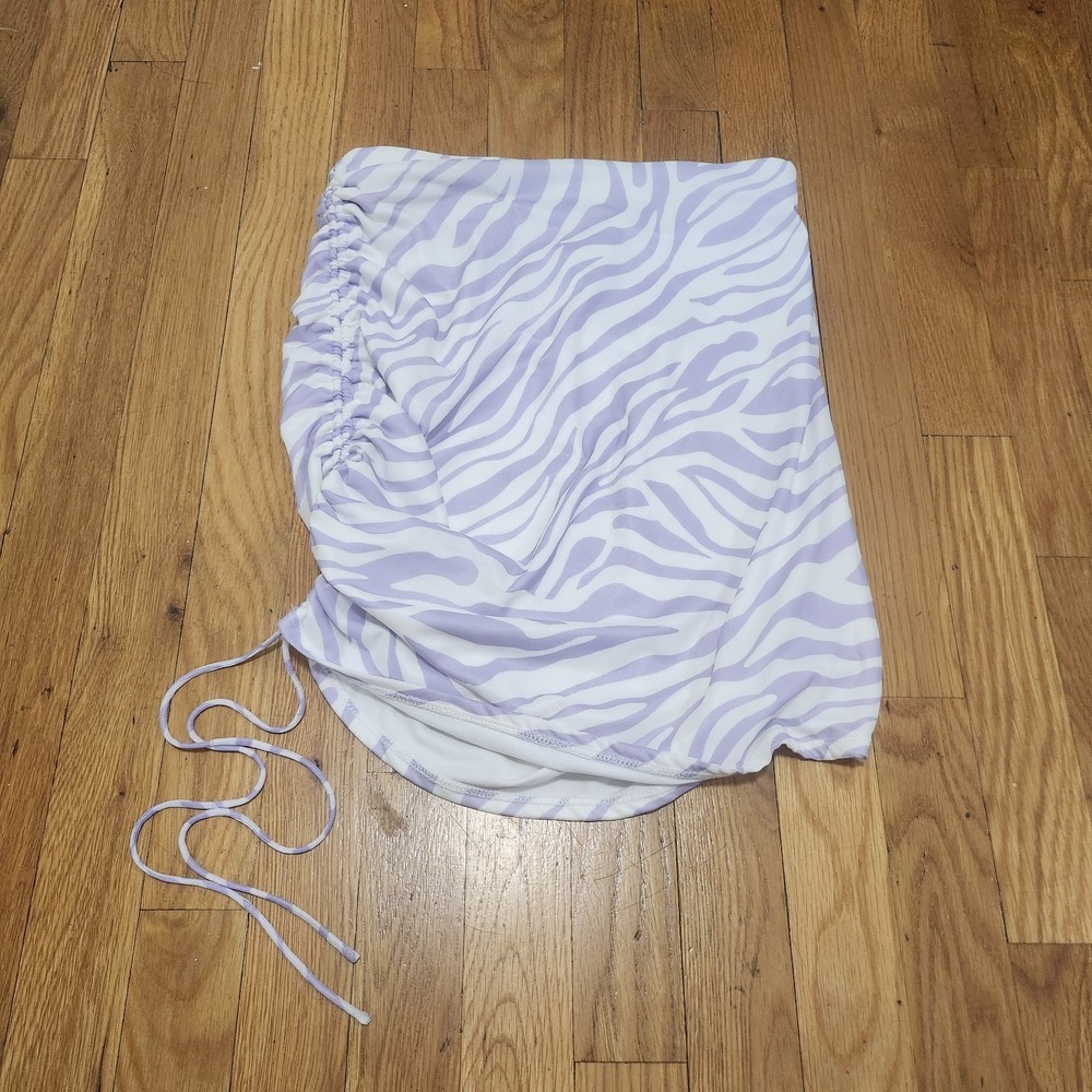 Princess Polly Womens Animal Print Purple and White Ruched Zebra Skirt Size 4 US